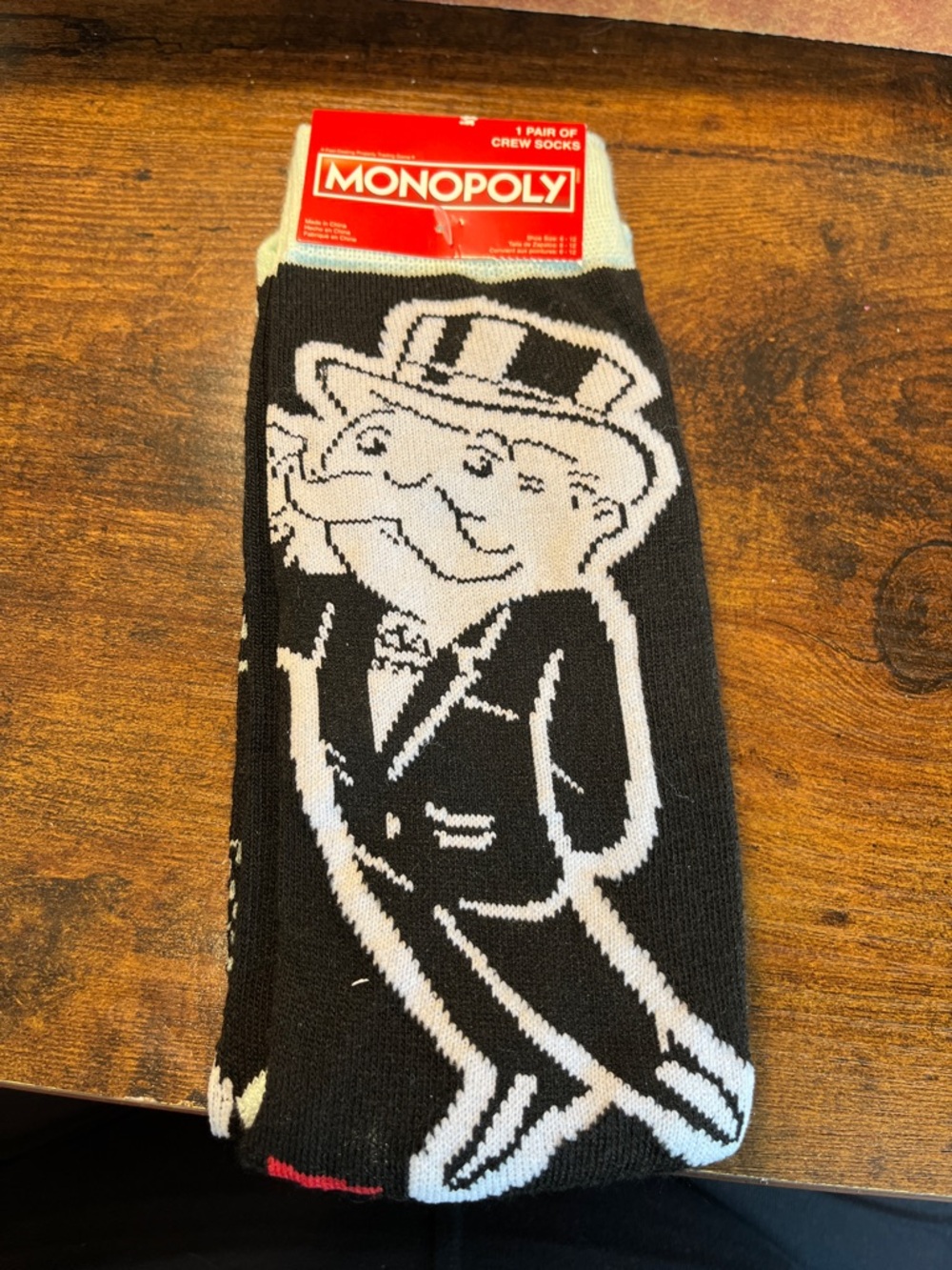 Hasbro Black, White & Red Monopoly Logo Crew Socks